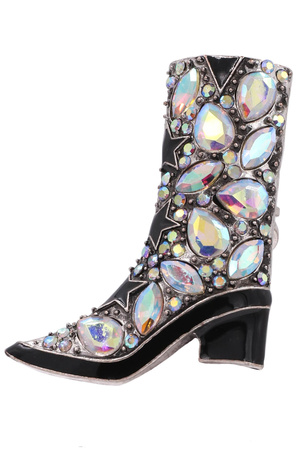 Metal Western Crystal Cowboy Boot Ring