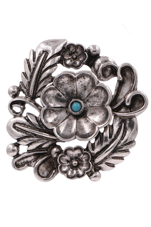 Metal Western Flower Concho Ring