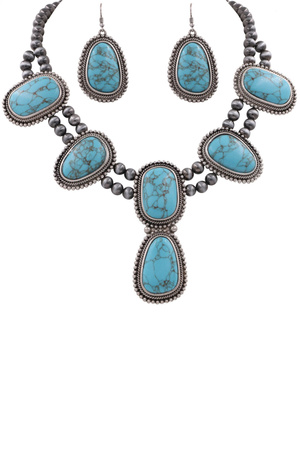 Metal Western Squash Blossom Necklace Set