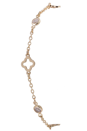 Metal Glass Clover Chain Bracelet