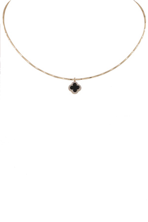 Brass Metal Cubic Zirconia Quatrefoil Necklace