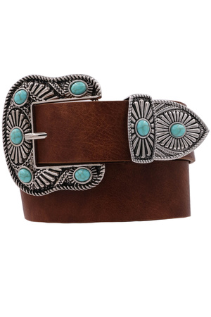 Faux Leather  Embellished Southwestern Belt