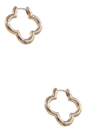 Metal Quatrefoil Shape Huggie Earrings