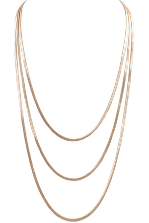 Metal Layered Flat Herringbone Chain Necklace