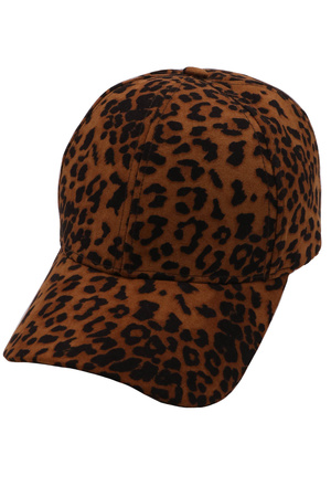 Faux Suede Leopard Print Hat