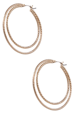 Brass Metal Double Layered Hoop Earrings