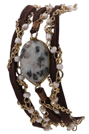 Faux/Suede Semi-Precious Stone Wrap Bracelet