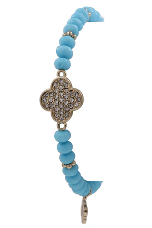 Metal Bead Quatrefoil Stretch Bracelet