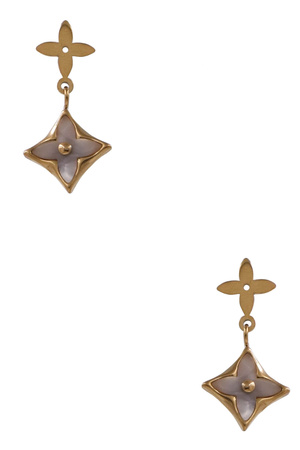 Stainless Steel Quatrefoil Drop Earrings