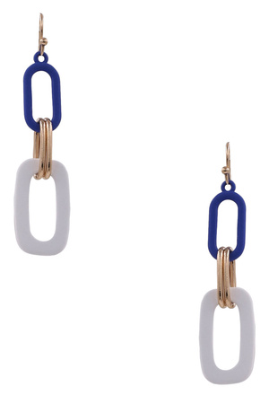 Metal Color Coated Cast Oval Linked Drop Earrings