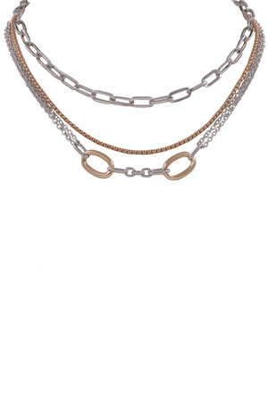 Metal 2-PC Layered Oval Link Necklace