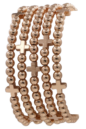 Metal Layered Cross Stretch Bracelet Set