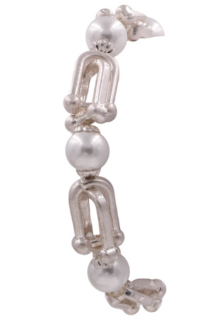 Metal Cream Pearl 'U' Chain Stretch Bracelet