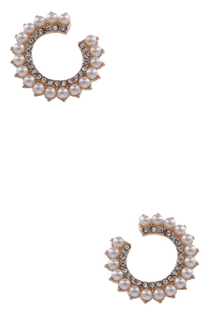 Metal Cream Pearl Stud Earrings