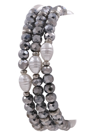 Cream Pearl Bead Stretch Bracelet Set