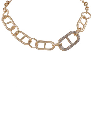 Metal Stone Pave Stadium Shape Necklace