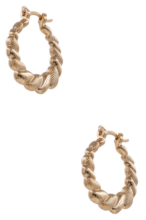 18K Gold Filled Textured Twisted Hoop Earrings