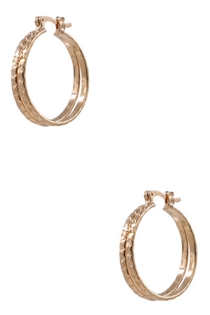 18K Gold Filled Textured Layered Hoop Earrings