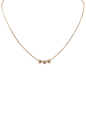 18K Gold Filled 3-Heart Necklace