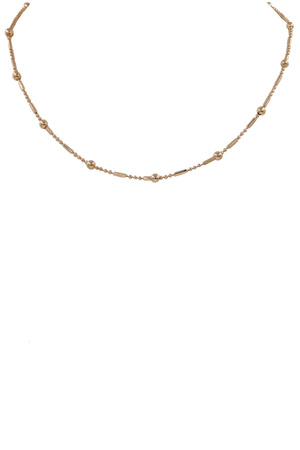 18K Gold Filled Bar Bead Chain Necklace