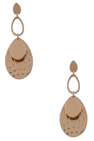 Metal Hammered Teardrop Dangle Earrings