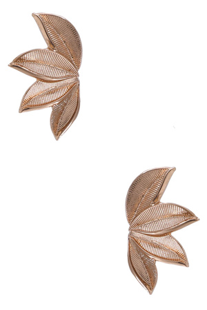 Metal Leaf Fan Post Earrings