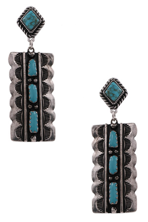 Western Concho Turquoise Dangle Earrings