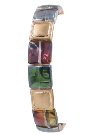 Metal Glass Jewel Stretch Bracelet