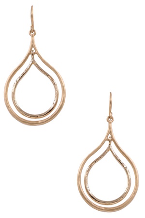 Metal Layered Teardrop Dangle Earrings