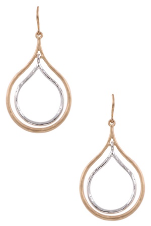 Metal Layered Teardrop Dangle Earrings