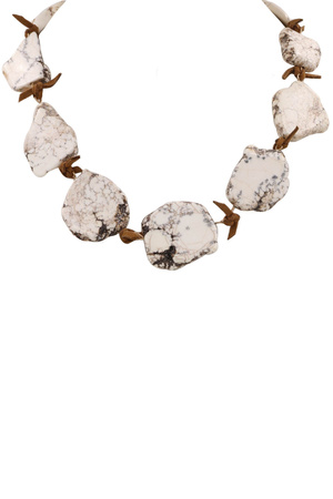 Faux Suede Knotted Semi Precious Stone Necklace