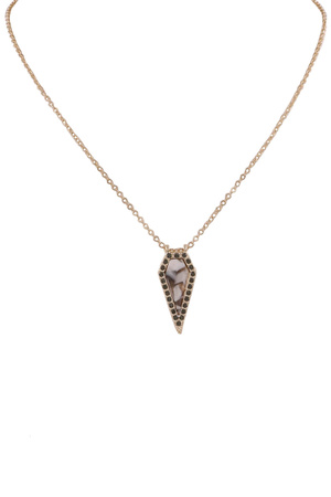 Metal Rhinestone Arrow Pendant Necklace