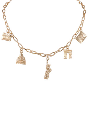 Metal Statue of Liberty Paris Multi Charm Necklace