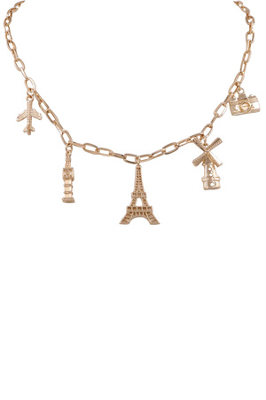 Metal Eiffel Tower Multi Charm Necklace