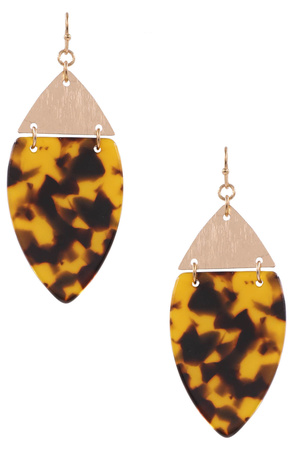 Metal Acrylic Teardrop Dangle Earrings