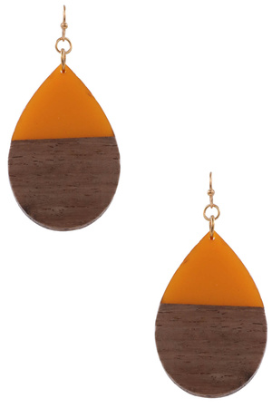 Wood/Celluloid Teardrop Earrings