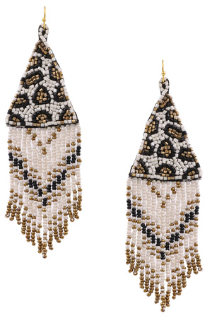 Seed Bead Triangle Tassel Earrings