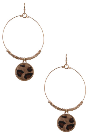 Metal Animal Print Disc Drop Earrings