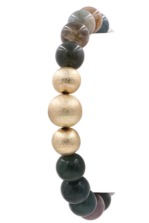 Stone Metal Bead Stretch Bracelet