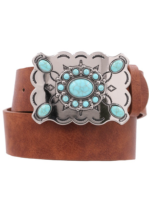 Southwestern Floral Cab Rectangle Buckle Belt