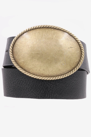 Metal Rope Trimmed Simple Oval Buckle Belt