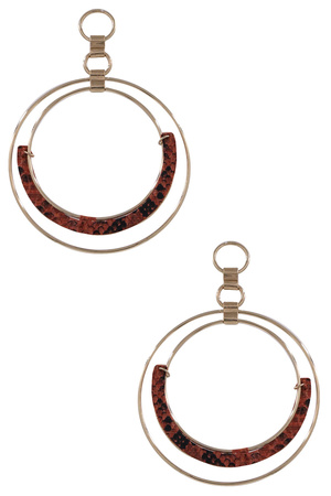 Metal Faux Leather Layered Hoop Earrings