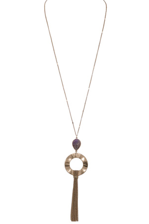 Semi Precious Stone Tassel Necklace