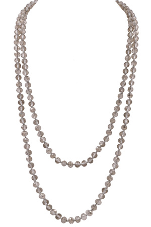 Threaded Faceted Glass Bead Long Wrap Necklace