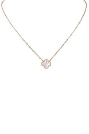 Metal Mother of Pearl Quatrefoil Necklace