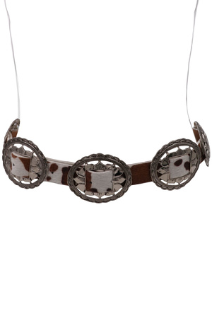 Faux Leather Sunflower Concho Cow Hair  Belt