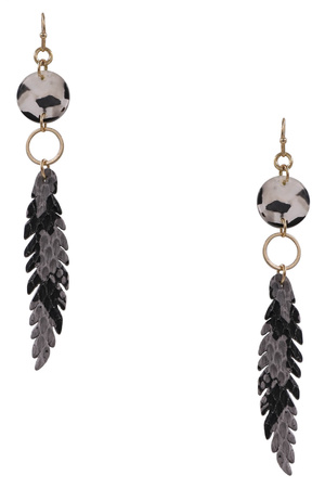 Faux Leather Feather Drop Earrings