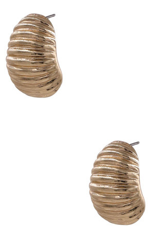 Metal Ribbed Post Earrings