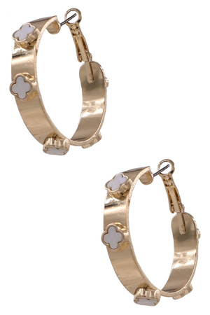 Metal Acrylic Quatrefoil Hoop Earrings