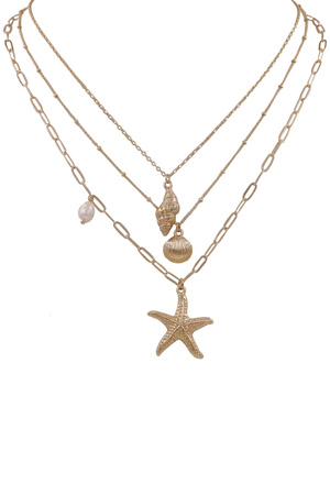 Metal Layered Sea Animal Charm Necklace